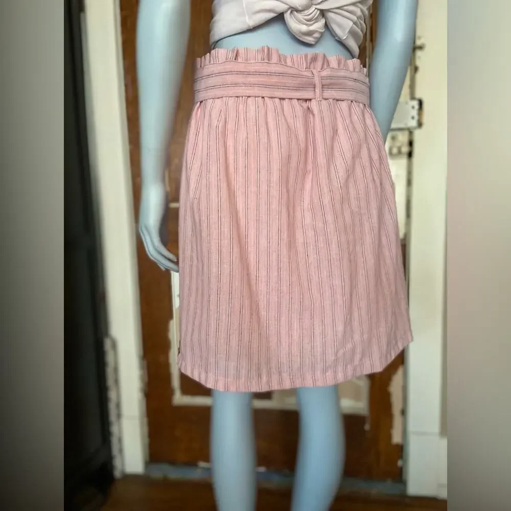 POTTER’S POT Pink Striped Skirt w/Belt sz L